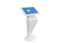 Customized 22 Inch Floor Stand White Color Touch Screen Interactive Kiosk For Hotel