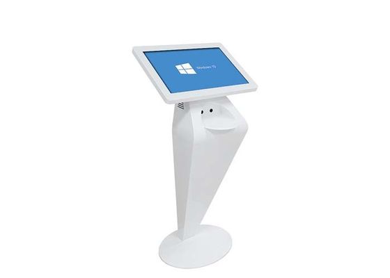 Customized 22 Inch Floor Stand White Color Touch Screen Interactive Kiosk For Hotel