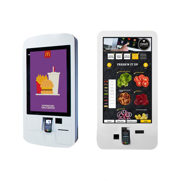 Restaurant Smart Digital Signage Kiosk , Payment Lcd Digital Signage With Printer And Scanner