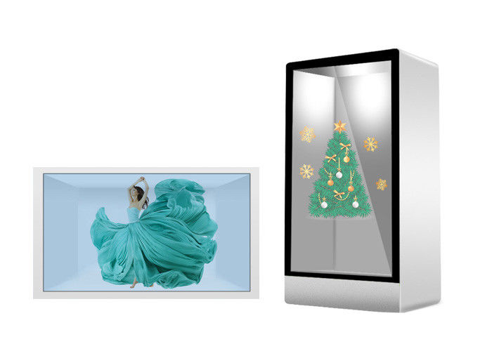 75 Inch Transparent Lcd Totem Advertising Kiosk For Exhibition Hall