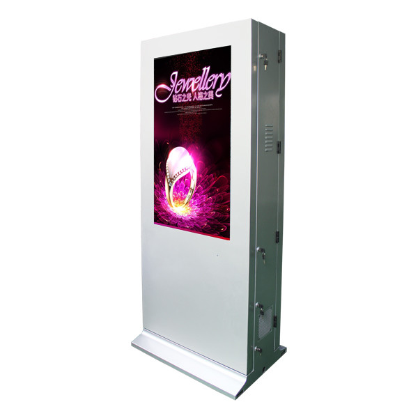 Wireless Wifi Stand Alone Digital Signage With Air Conditioner , Floor Standing Touch Screen Kiosk