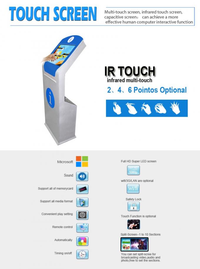 All In One PC Interactive Touch Screen Kiosk Elegant Design For Bus Station